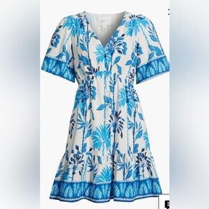 Lilly Pulitzer Blue and White Tropical Midi Dress